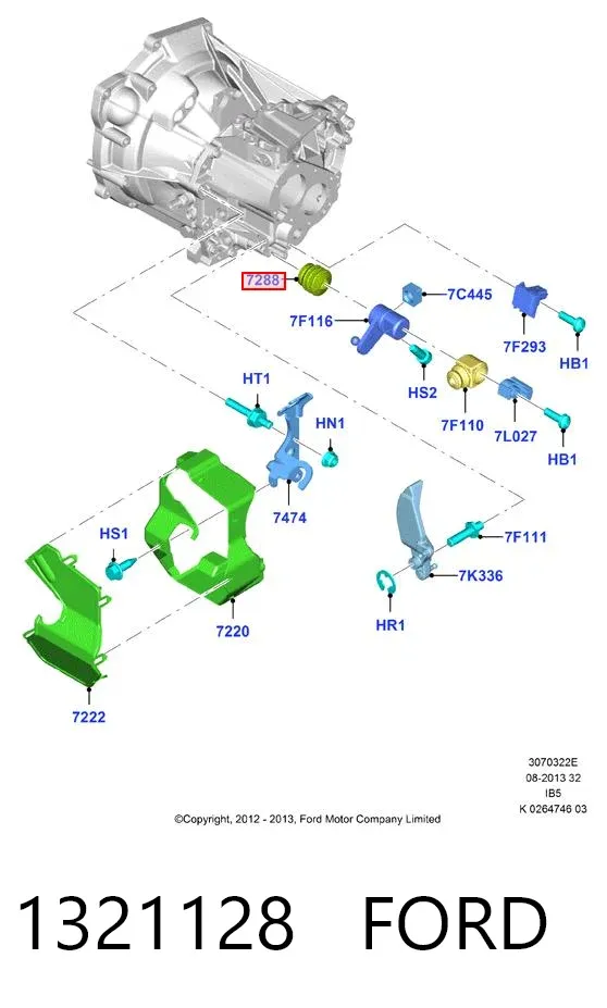 Vedação da haste de mudança da caixa de mudança 1321128 Ford