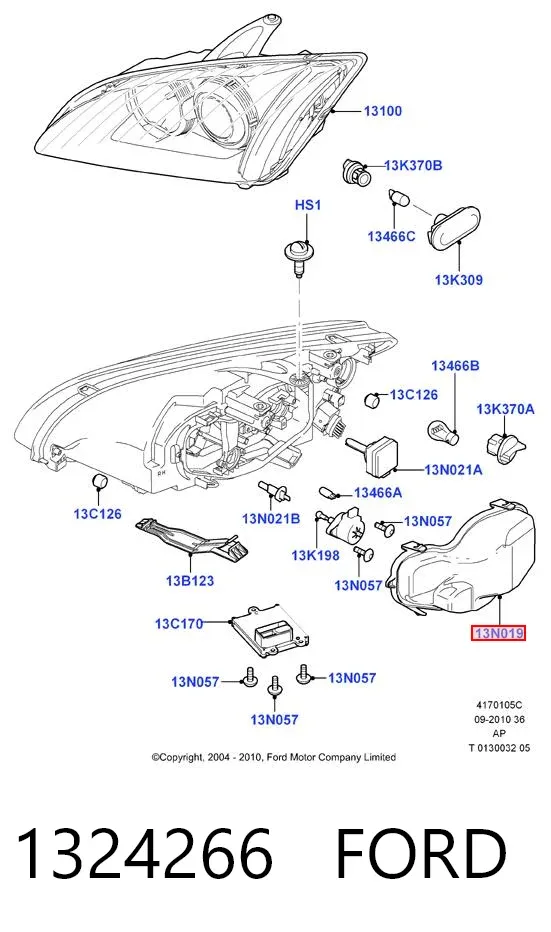 Tampa da luz esquerda 1324266 Ford