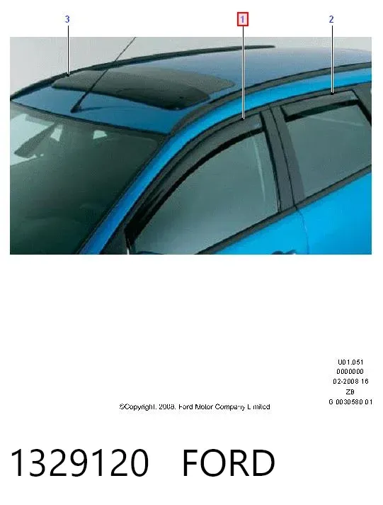 Defletor de janelas para o vidro da porta, kit 2 un. 1329120 Ford