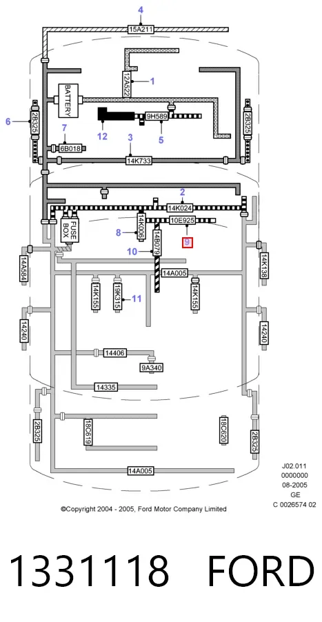 Sensor de temperatura do fluido de esfriamento 1331118 Ford