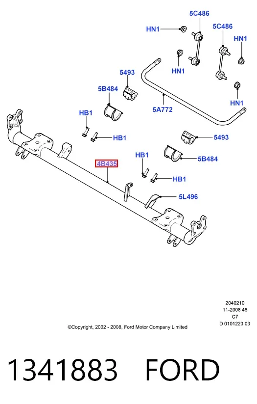 Viga de suspensão traseira (plataforma veicular) Ford Connect TC7