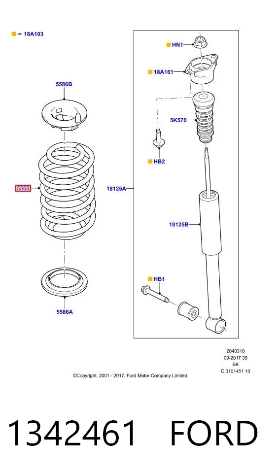 Mola traseira 1342461 Ford