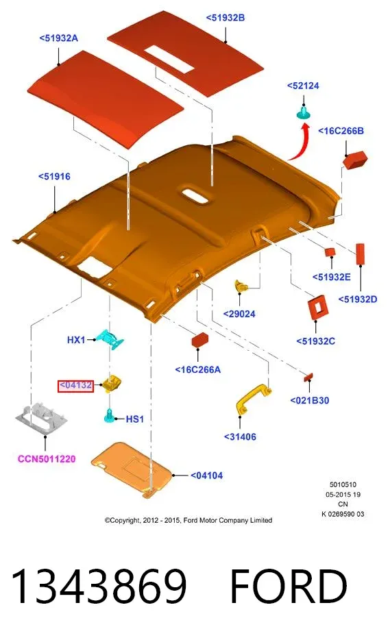 Fixador de pala contra o sol 1343869 Ford