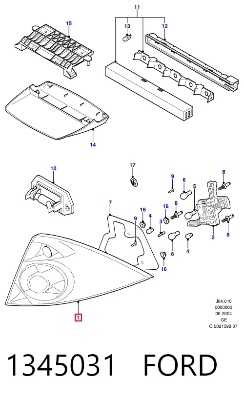 Lanterna traseira esquerda 1345031 Ford