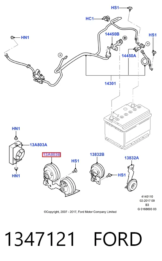 Sinal sonoro (cláxon) 1347121 Ford
