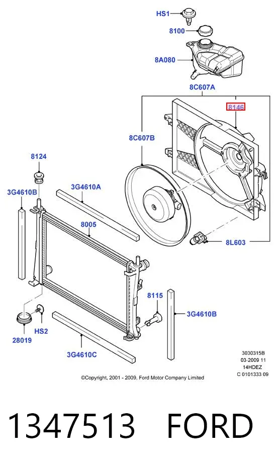 Difusor do radiador de esfriamento 1347513 Ford
