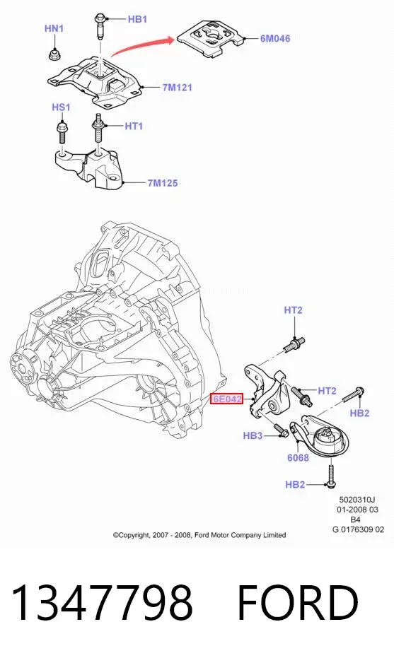 Coxim (suporte) traseiro de motor 1347798 Ford