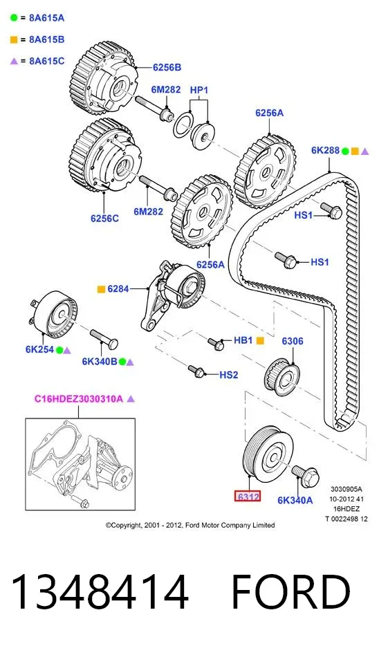 Polia de cambota 1348414 Ford