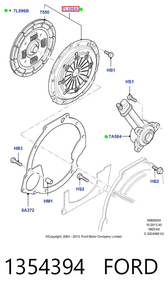 Kit de embraiagem (3 peças) 1354394 Ford