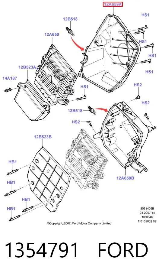 Caixa de unidade de dispositivos de segurança 1354791 Ford