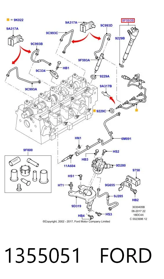 Injetor de injeção de combustível 1355051 Ford