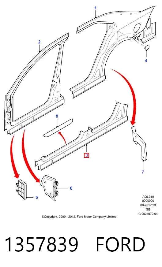 Acesso externo direito 1357839 Ford