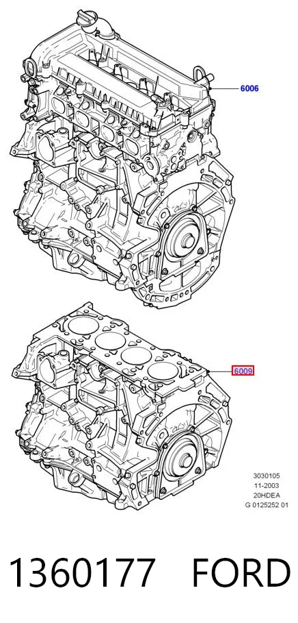 Bloco de cilindros de motor 1360177 Ford