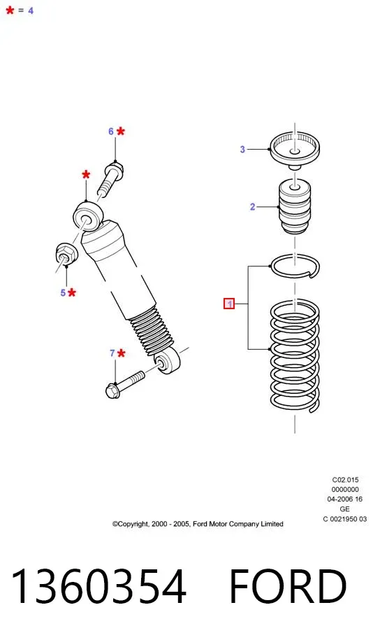 Mola traseira 1360354 Ford