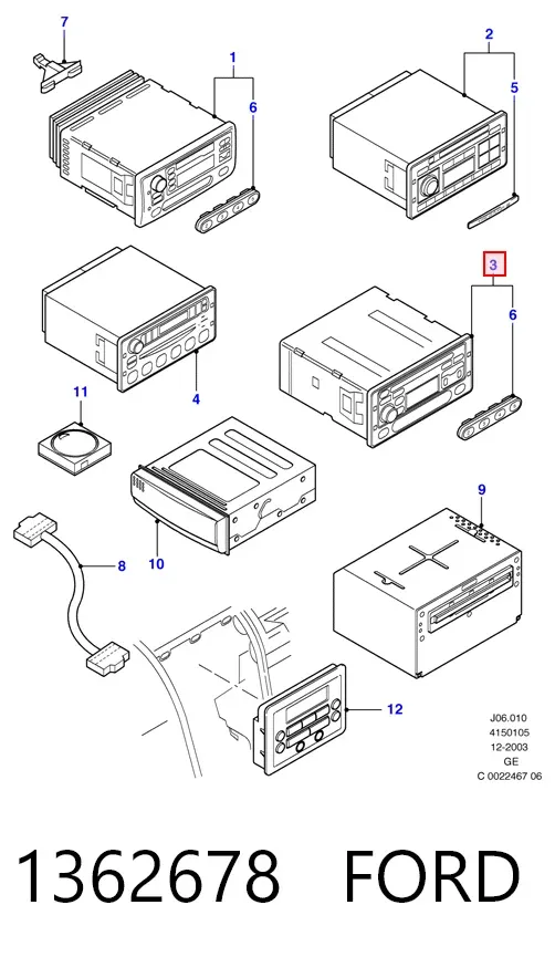 Aparelhagem de som (rádio AM/FM) 1362678 Ford
