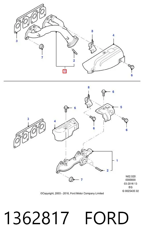Tubo coletor de escape Ford Ranger EQ