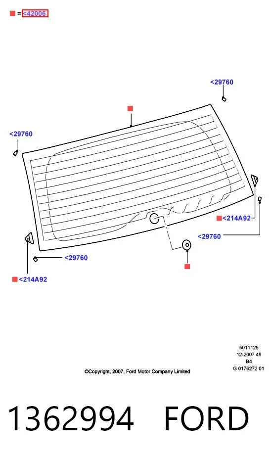 Vidro traseiro 1362994 Ford