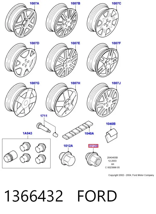 Porca de roda 1366432 Ford