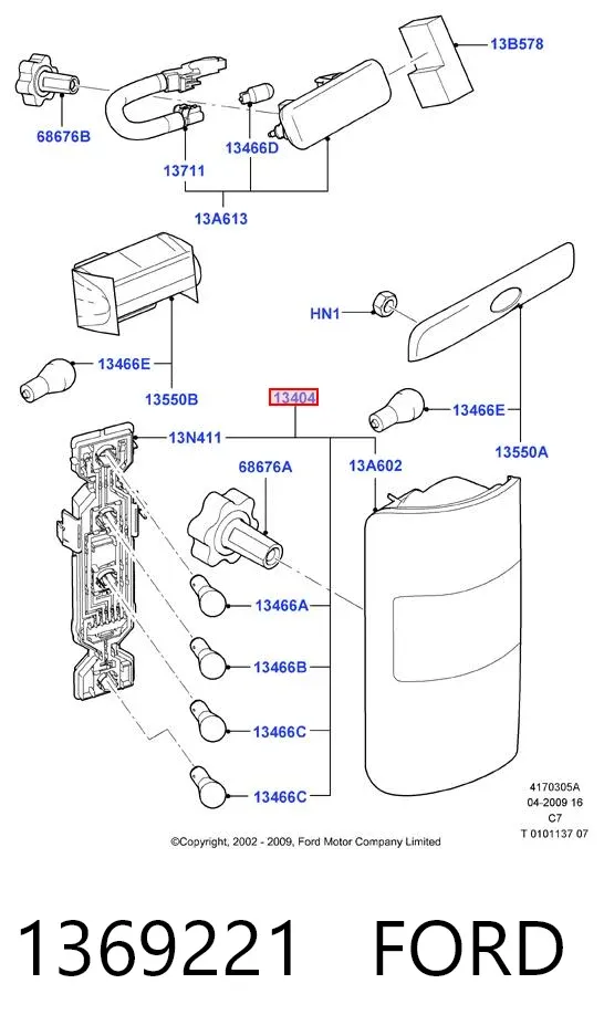 Lanterna traseira direita 1369221 Ford