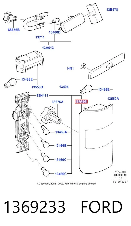 Lanterna traseira direita 1369233 Ford