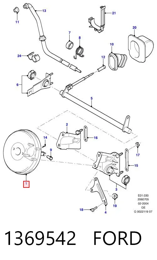 Reforçador dos freios a vácuo 1369542 Ford