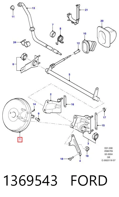 Reforçador dos freios a vácuo 1369543 Ford