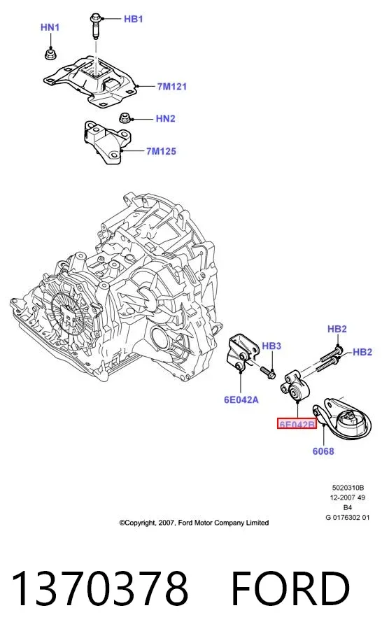 Coxim de transmissão (suporte da caixa de mudança) 1370378 Ford