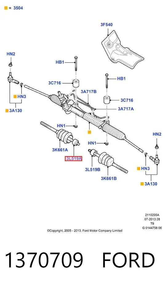 Tração de direção esquerda 1370709 Ford