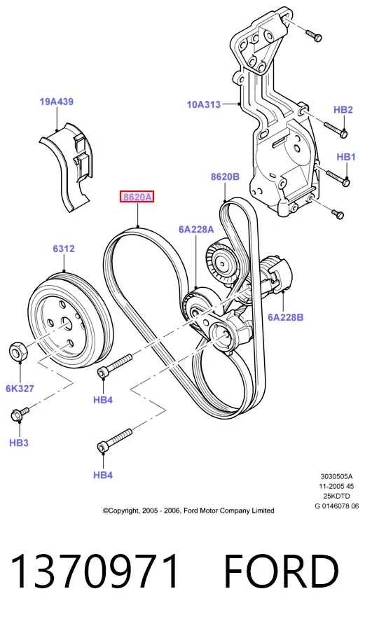 Correia dos conjuntos de transmissão 1370971 Ford