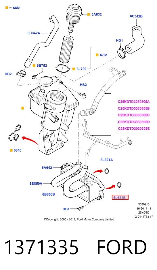 Vedante do radiador de óleo 1371335 Ford