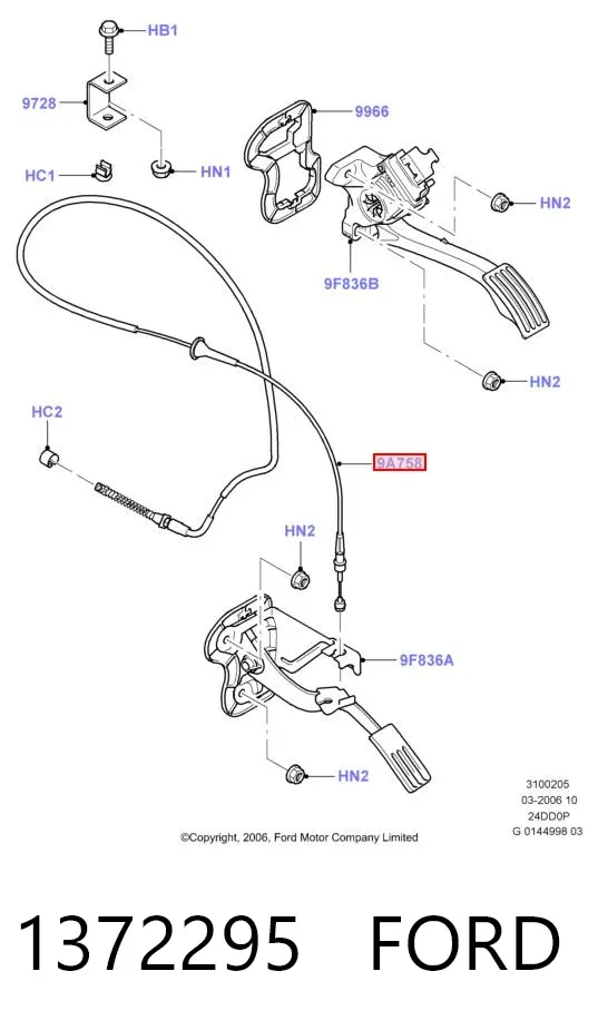 Cabo/pedal de gás (de acelerador) Ford Transit V