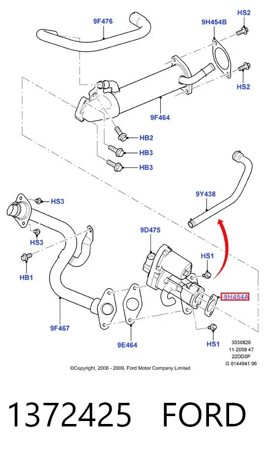 Vedante de válvula EGR de recirculação 1372425 Ford