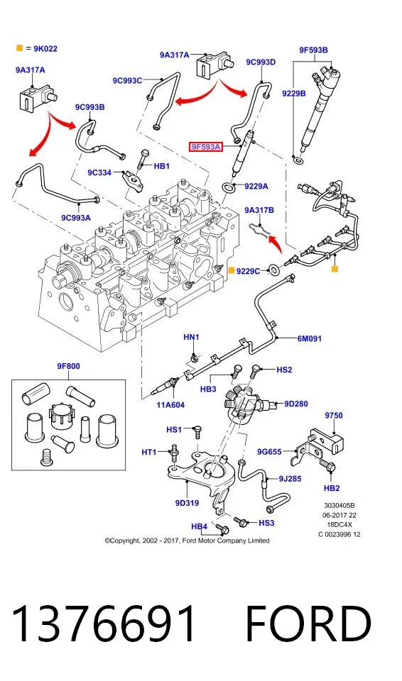 Injetor de injeção de combustível 1376691 Ford