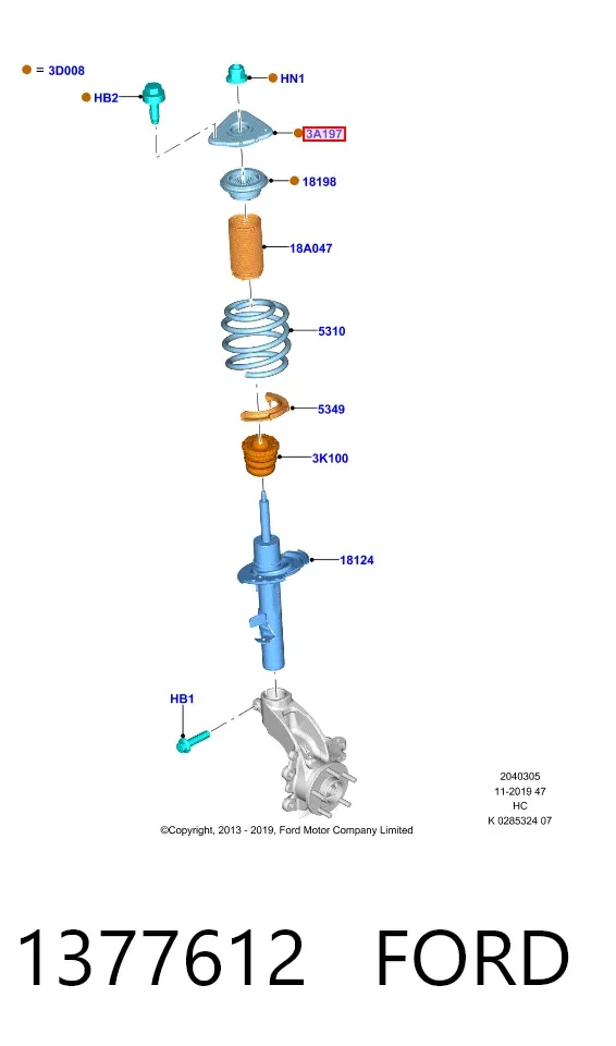 Suporte de amortecedor dianteiro 1377612 Ford