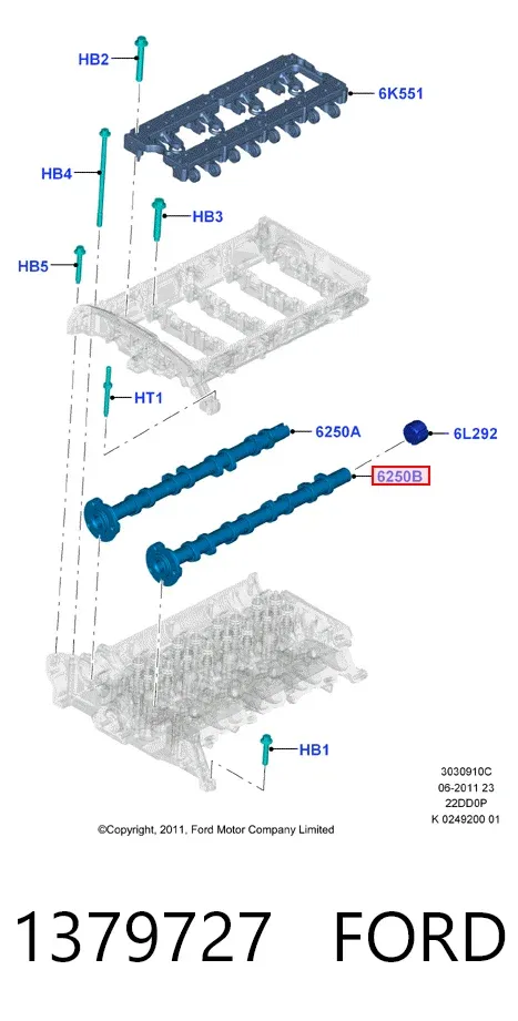 Árvore distribuidora de motor de admissão 1379727 Ford