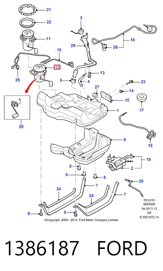 Módulo de bomba de combustível com sensor do nível de combustível 1386187 Ford