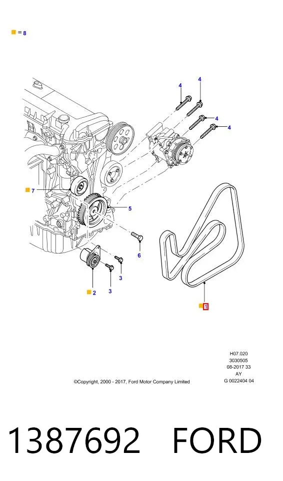 Correia dos conjuntos de transmissão 1387692 Ford