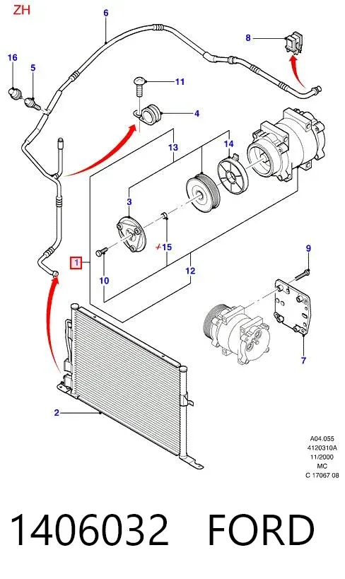 Compressor de aparelho de ar condicionado 1406032 Ford