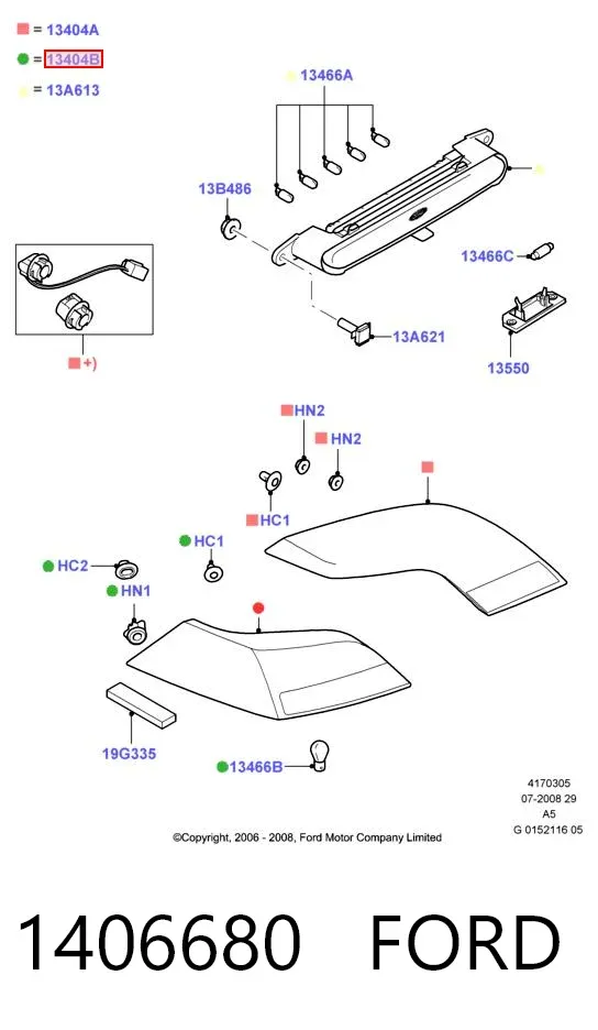 Lanterna traseira esquerda 1406680 Ford