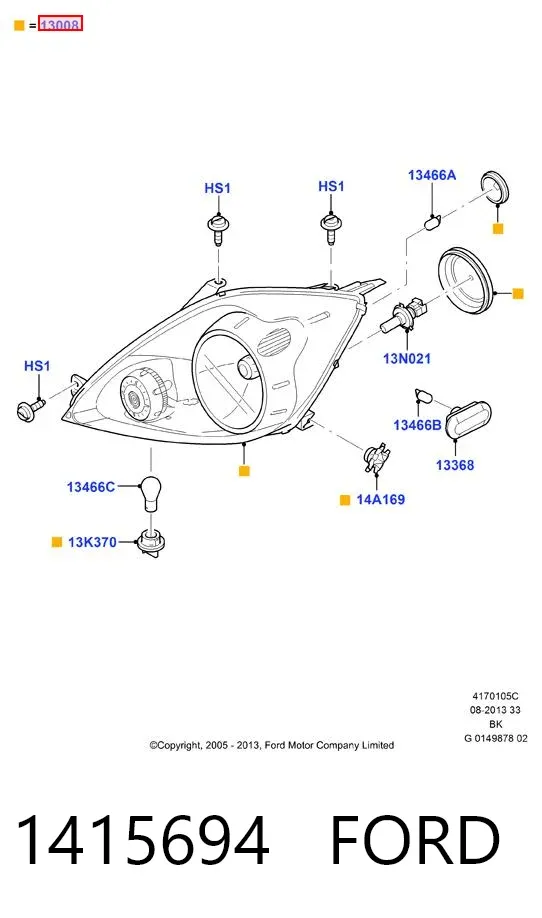 Luz direita 1415694 Ford