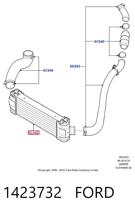 Radiador de intercooler 1423732 Ford