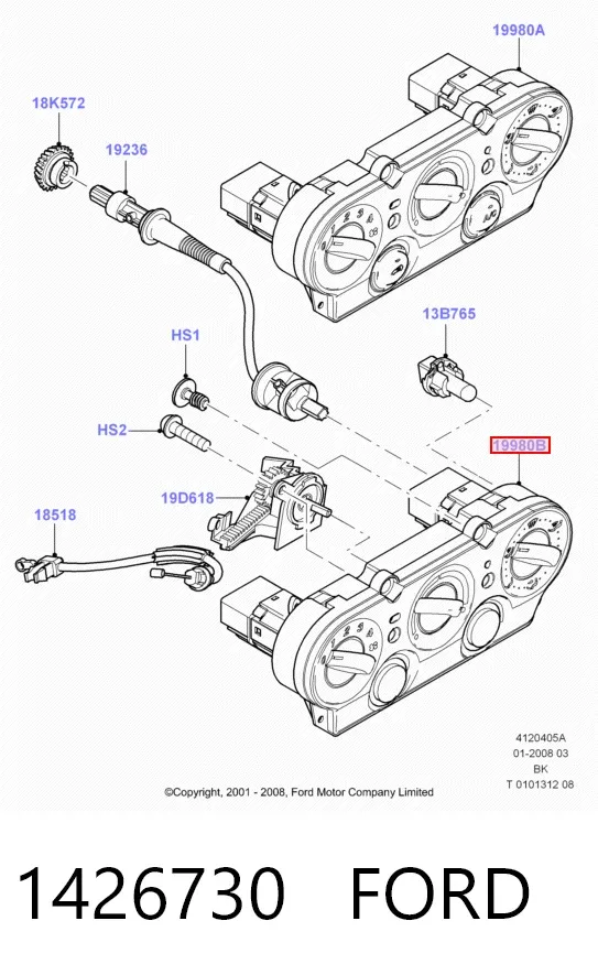 Unidade de controlo dos modos de aquecimento/condicionamento Ford Fusion JU