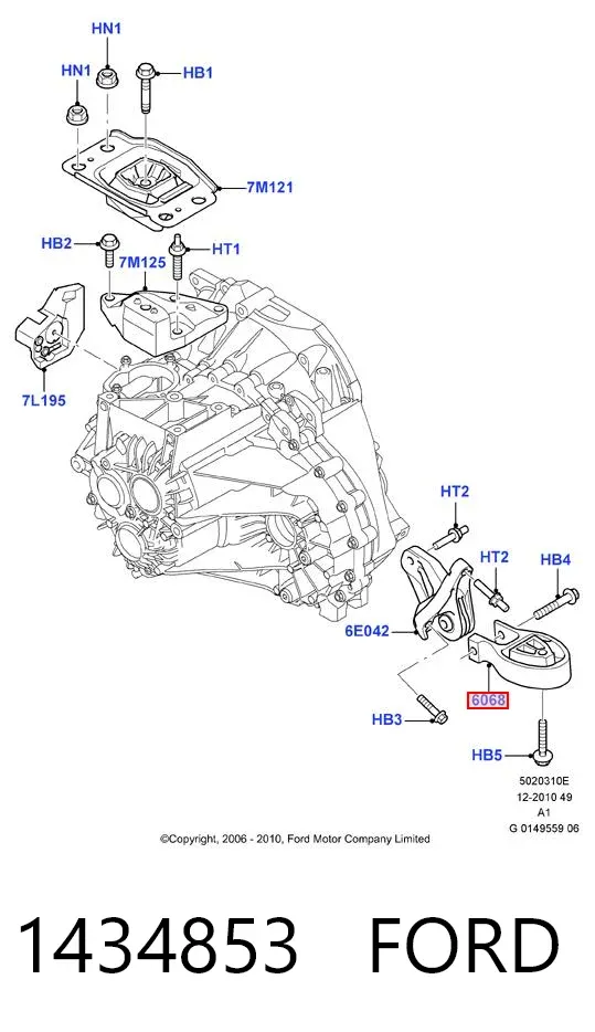 Coxim (suporte) traseiro de motor 1434853 Ford