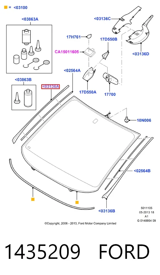 Moldura direita de pára-brisas 1435209 Ford