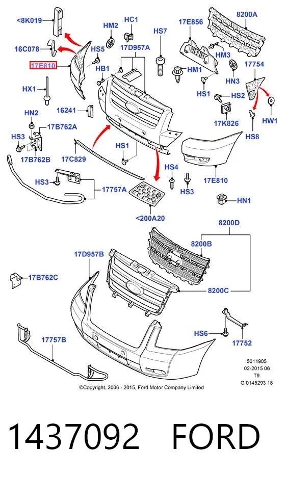 Pára-choque dianteiro, parte esquerda 1437092 Ford