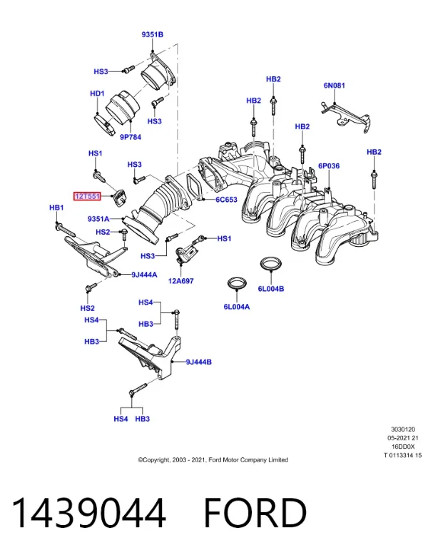Sensor de pressão no coletor de admissão, MAP 1439044 Ford