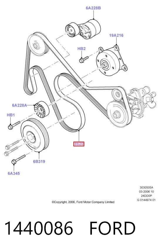 Correia dos conjuntos de transmissão 1440086 Ford