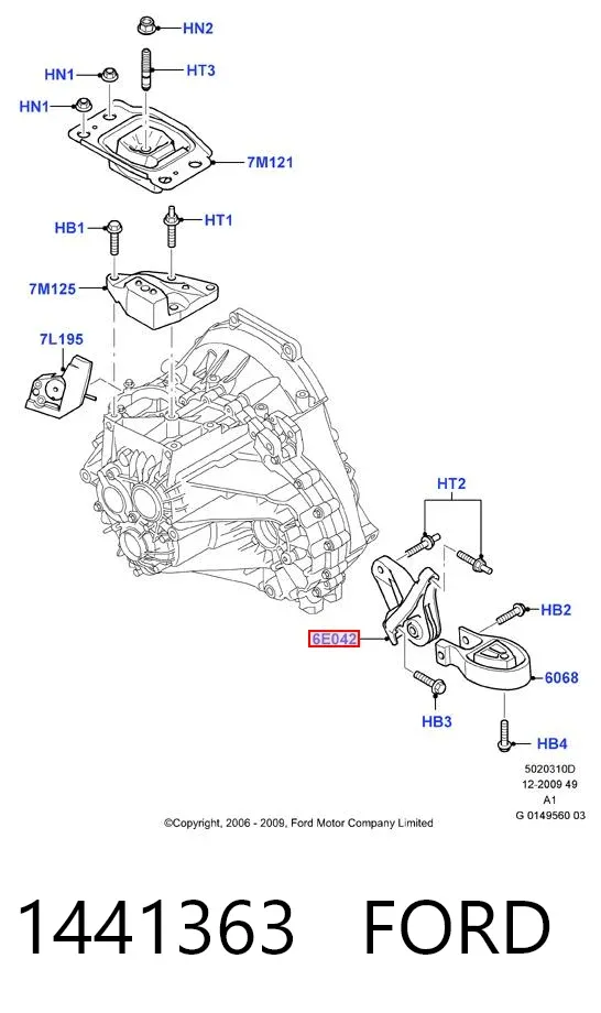 Coxim (suporte) traseiro de motor 1441363 Ford