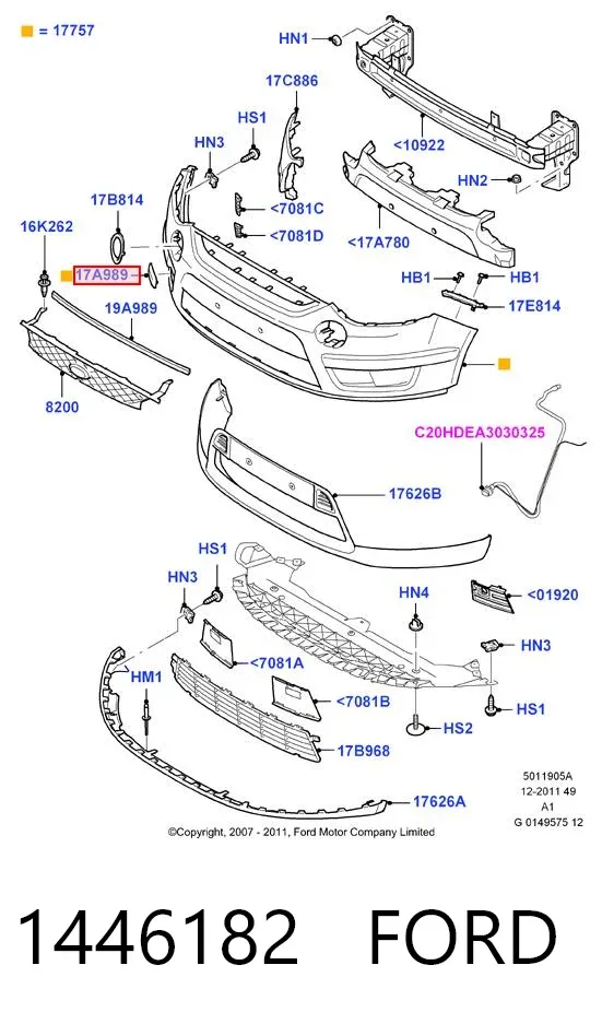 Cilindro de mudança da Caixa de Mudança 1446182 Ford