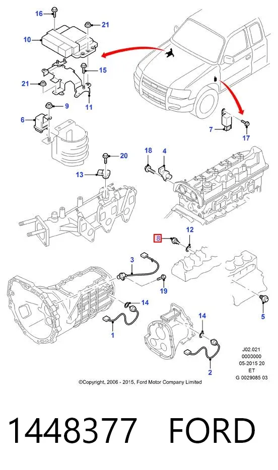 Sensor de temperatura do fluido de esfriamento (de ativação de ventilador do radiador) 1448377 Ford